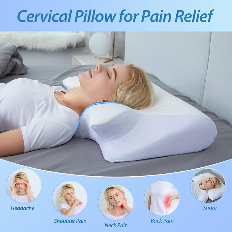 Memory Foam Orthopedic Pillow Neck Pain - หมอนรองคอเมมโมรี่โฟมแบบใหม่ 2 in 1 หมอนออร์โธปิดิกส์รูปทรงตามหลักสรีรศาสตร์ สำหรับอาการปวดคอ