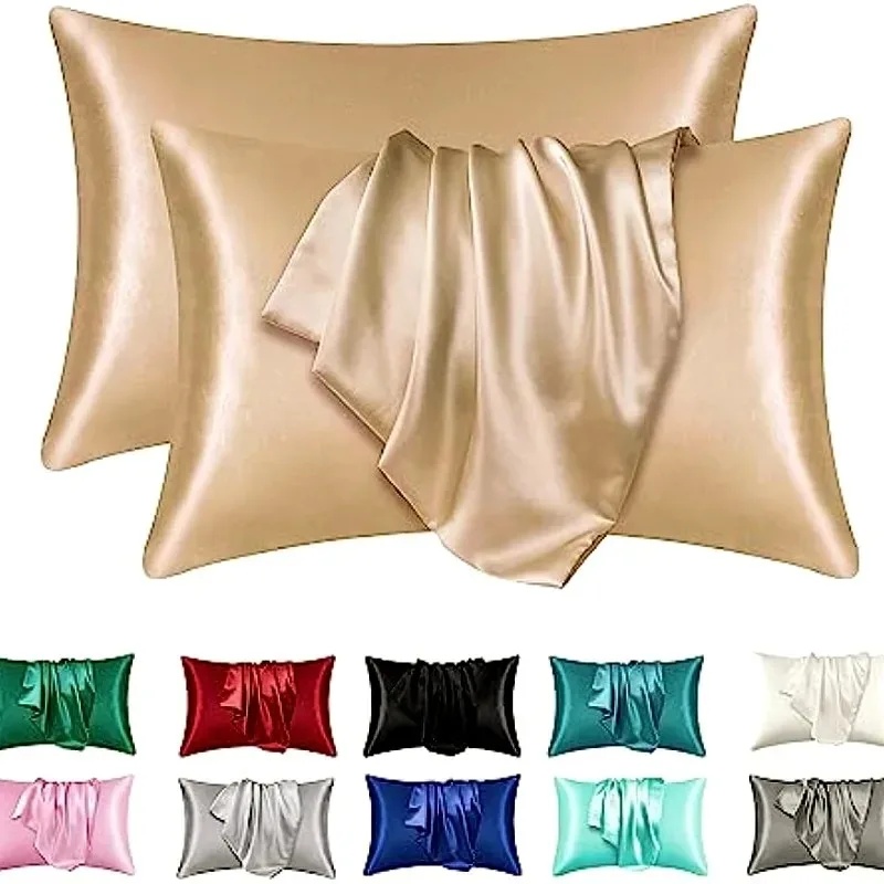 Satin Silk Pillowcase Hair Skin - ปลอกหมอนผ้าซาตินซิลค์สำหรับผมและผิวหนัง, ปลอกหมอนสีคอรัลขนาดมาตรฐาน ชุดปลอกหมอนนุ่มพิเศษ