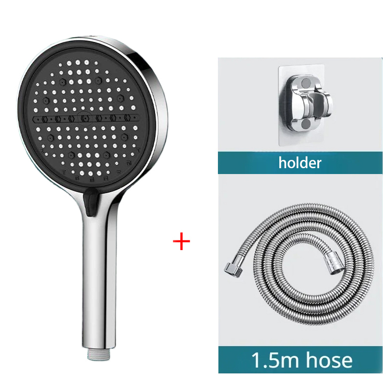 High Pressure Shower Head Handheld - ฝักบัวอาบน้ำ 3 ชิ้น สีเงิน 8 ระดับ