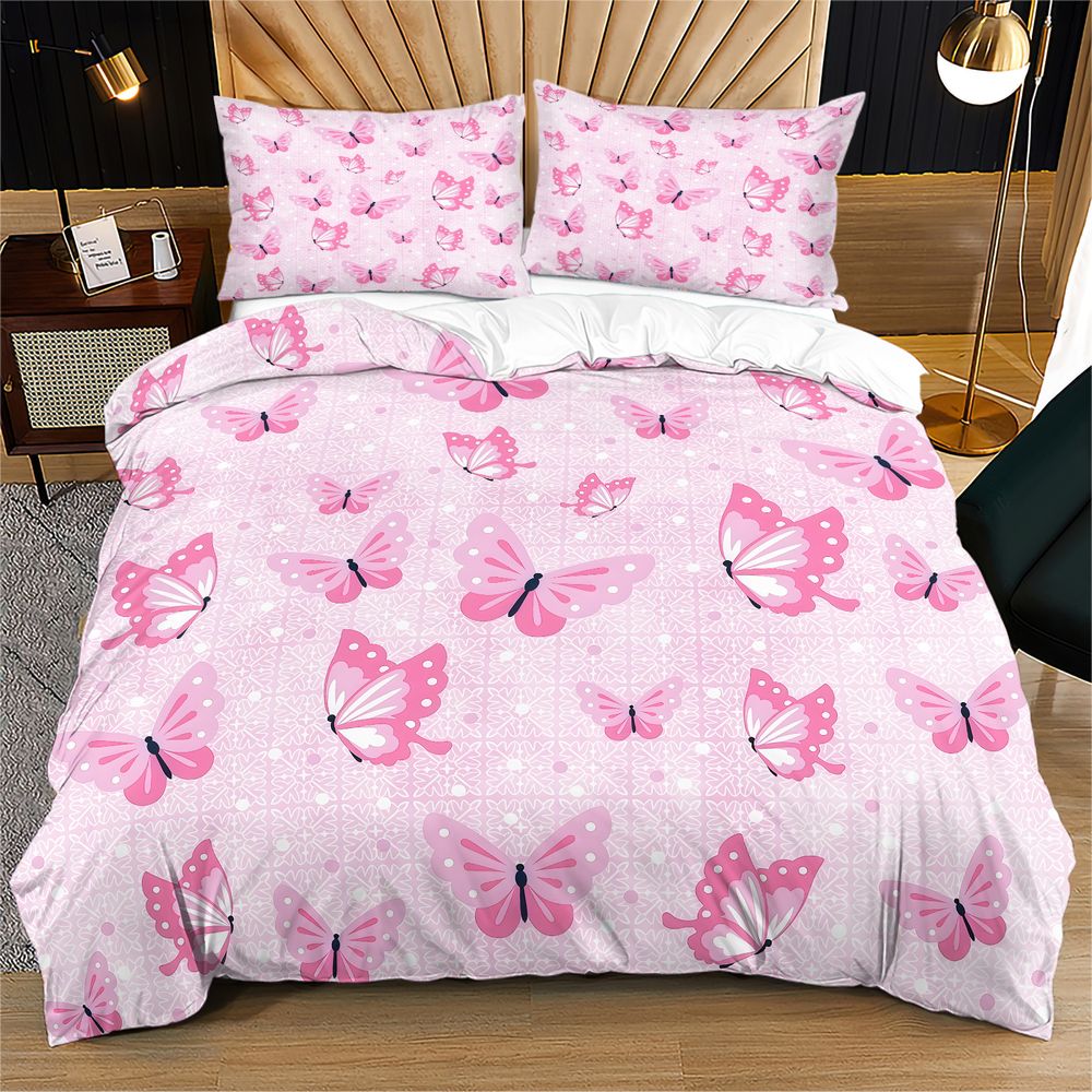 Aesthetic Floral Duvet Cover - ชุดผ้าห่มลายผีเสื้อ ชุดเครื่องนอนลายดอกไม้สวยงาม ชุดผ้าห่มพิมพ์ลายดิจิตอล ผ้าห่มไมโครไฟเบอร์เนื้อนุ่ม ของตกแต่งห้องนอน