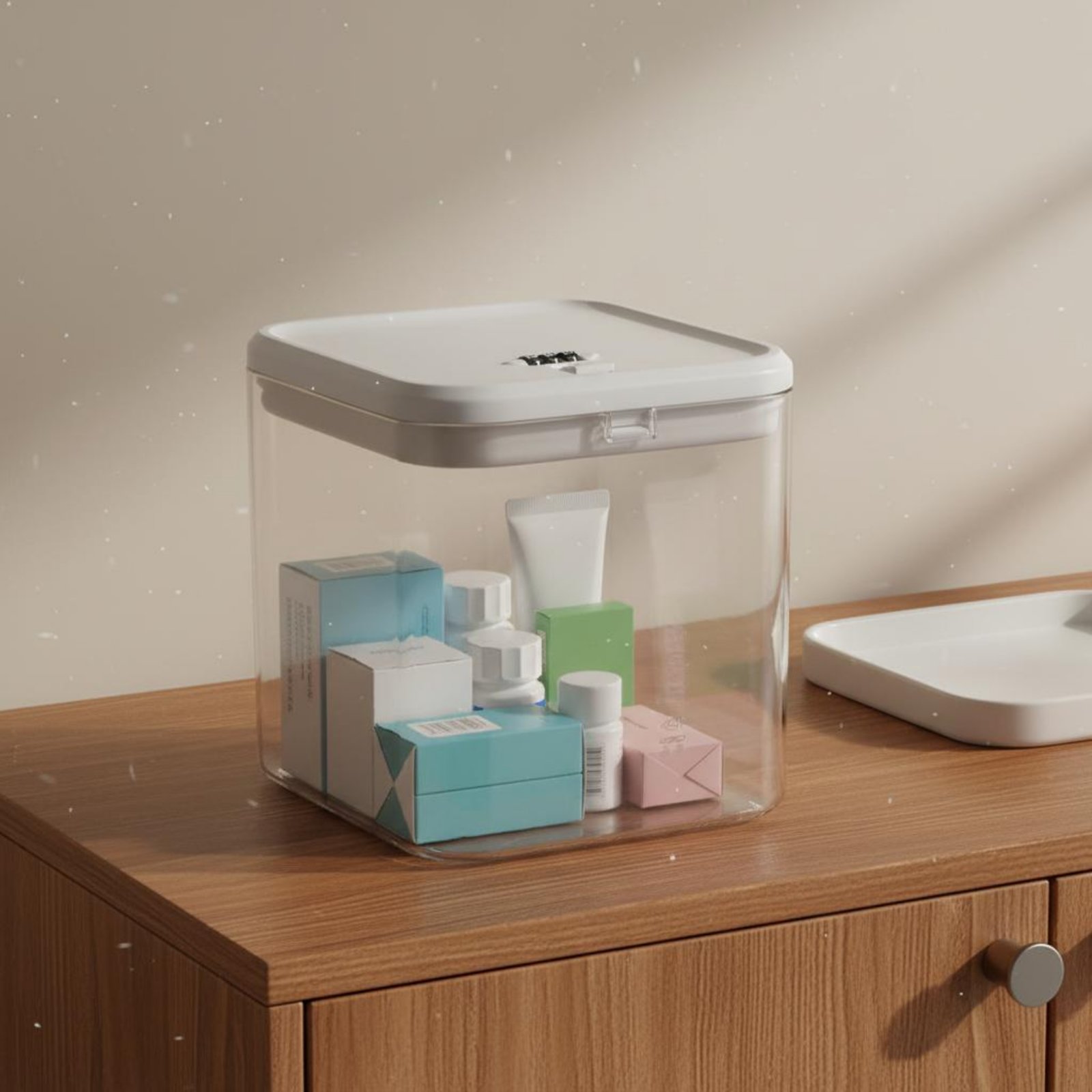 Kitchen - กล่องใส่ของแบบล็อคได้ กล่องเก็บของอเนกประสงค์ กล่องเก็บอาหาร ปลอดภัย โปร่งใส รหัสสามารถตั้งค่าใหม่ได้