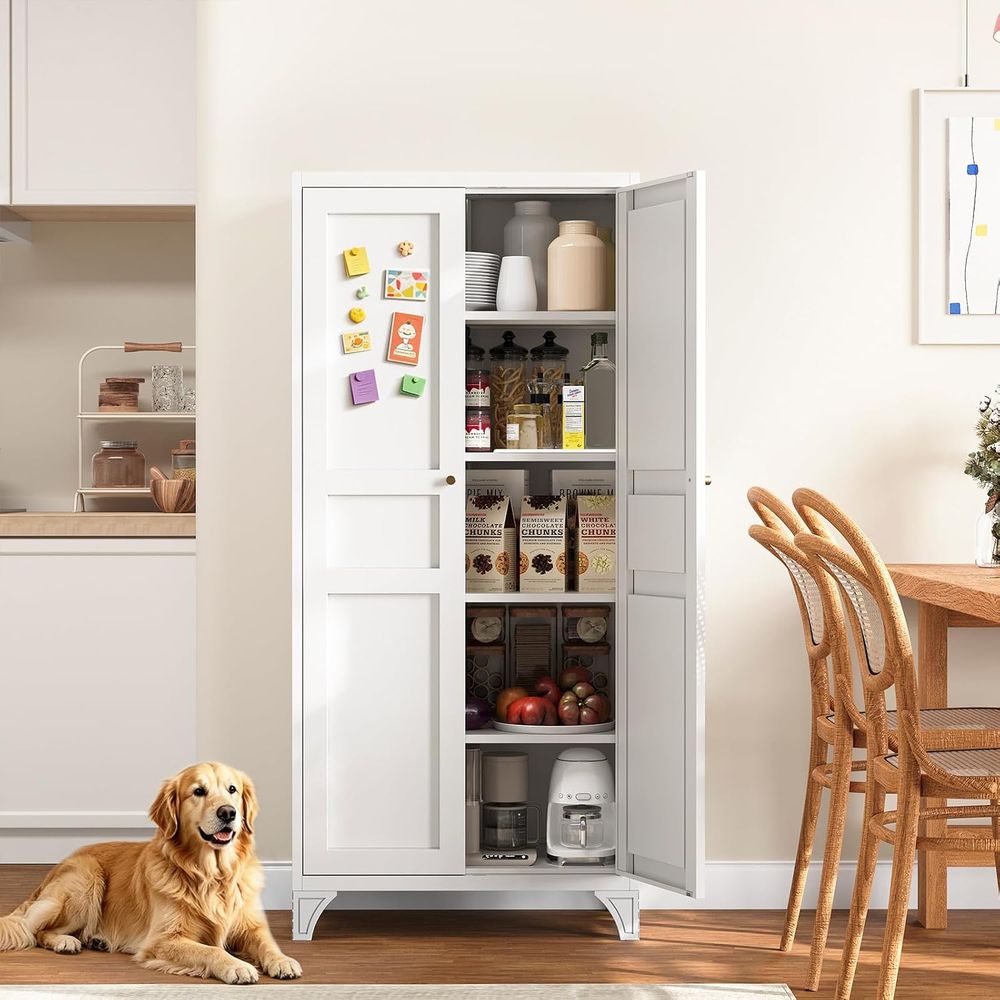Kitchen - ตู้เก็บของโลหะ 2 ประตู พร้อมชั้นวางปรับได้ 4 ชั้น