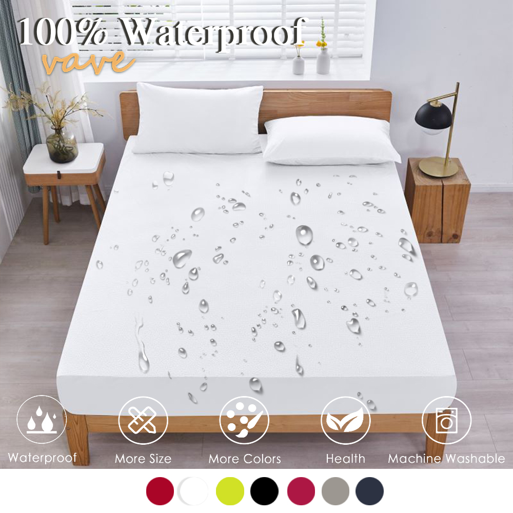 Waterproof Mattress Protector Breathable - แผ่นเตียงแบบพอดีกันน้ำ100% แผ่นผ้าปูที่นอนกันลื่นผ้าคลุมที่นอนคลุมสำหรับเตียงเดี่ยวคิงสองชั้น Queen160 200 180
