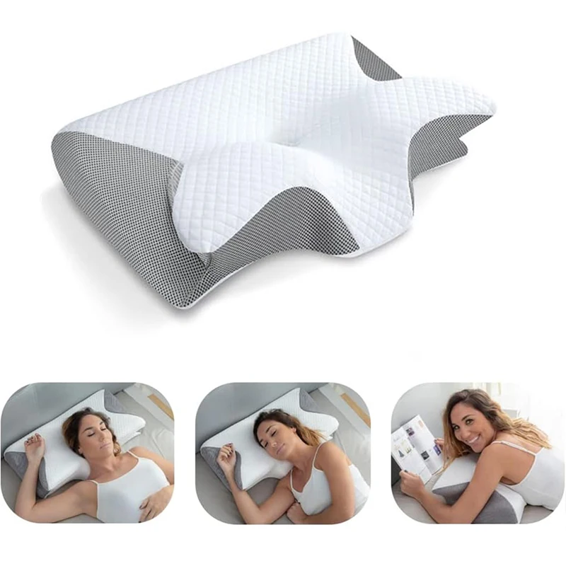 Memory Foam Orthopedic Pillow Neck Pain - หมอนรองคอเพื่อสุขภาพ เมมโมรี่โฟม 2 in 1 หมอนรองกระดูกต้นคอเพื่อการรองรับสรีระ