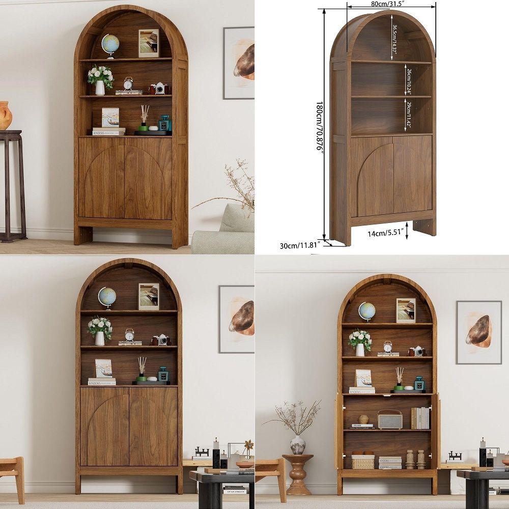 Storage & Organization - ตู้โชว์ทรงโค้งพร้อมบานประตู, ตู้โชว์ทรงสูง 5 ชั้น, ตู้เก็บของขนาด 71
