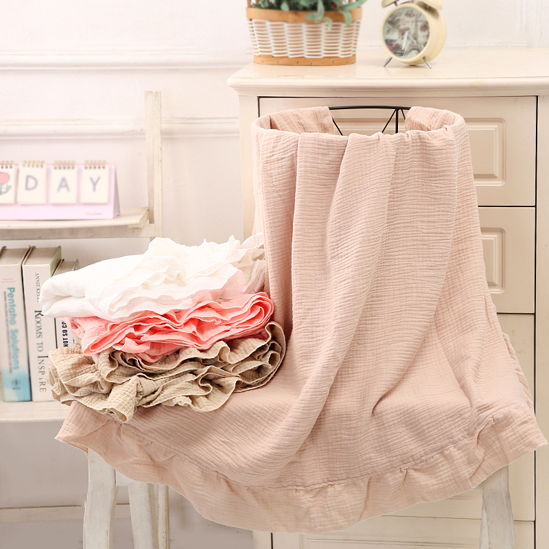 Muslin Cotton Bedspread - ผ้าห่มมัสลินเนื้อนุ่ม 100% ผ้าฝ้าย แต่งระบาย 2 ชั้น
