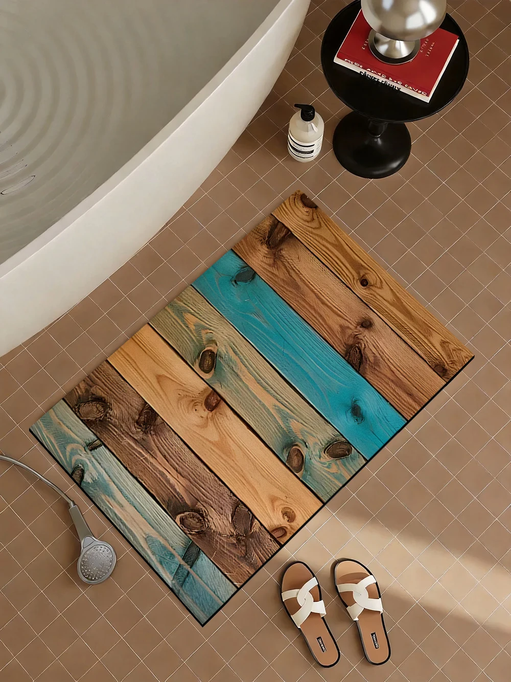 Quick Dry Diatomite Bath Mat - แผ่นรองพื้นห้องน้ำไม้รีเคลมวินเทจผสมไดอะตอมไมต์ ดูดซับน้ำได้ดี แห้งเร็ว กันลื่น