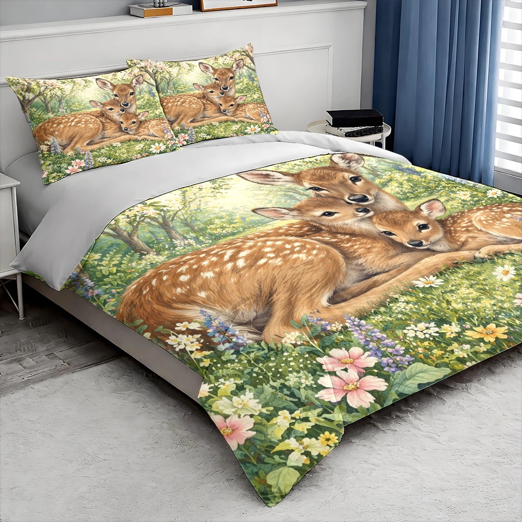 ชุดผ้าปูที่นอนลายกวางป่า 3 ชิ้ - Duvet Cover Sets With Zipper บทวิจารณ์และราคา