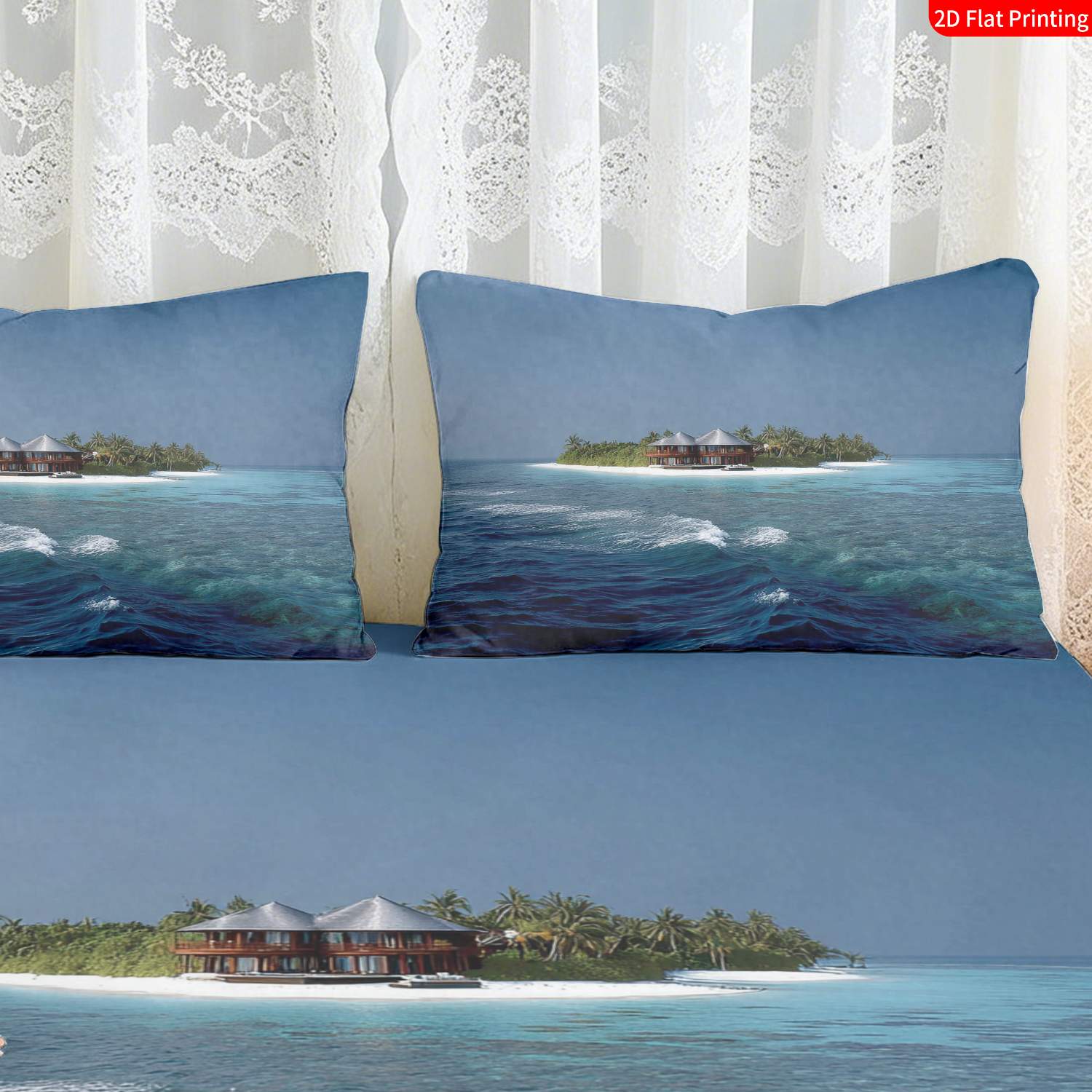 ชุดเครื่องนอนลายเกาะเขตร้อน ลา - Fitted Bed Sheets Deep Pocket บทวิจารณ์และราคา