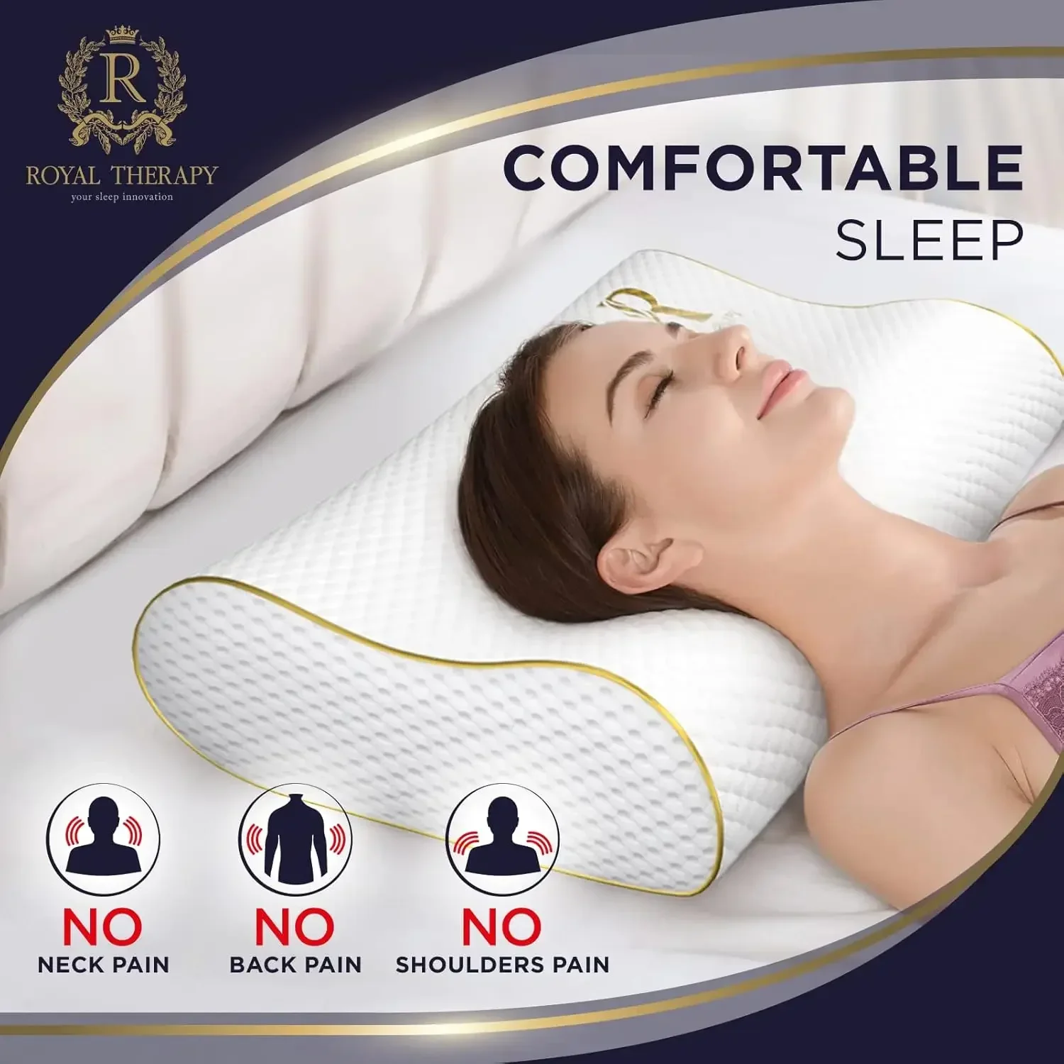 หมอนเมมโมรี่โฟมขนาดควีนแพ็คคู่ - Memory Foam Orthopedic Pillow Neck Pain บทวิจารณ์และราคา