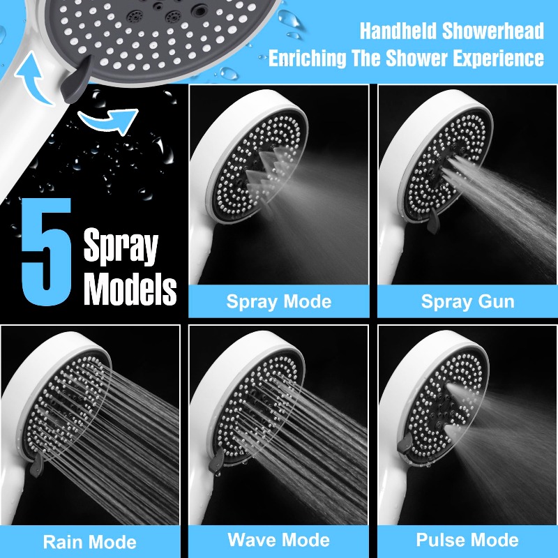 ชุดฝักบัวอาบน้ำปรับได้ 5 ระดับ - High Pressure Shower Head Handheld บทวิจารณ์และราคา