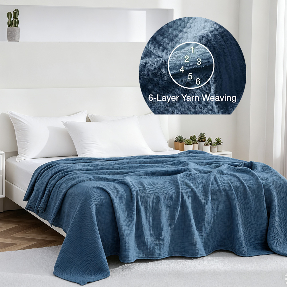 ผ้าห่มมัสลินผ้าฝ้าย 6 ชั้น ผ้า - Muslin Cotton Bedspread บทวิจารณ์และราคา