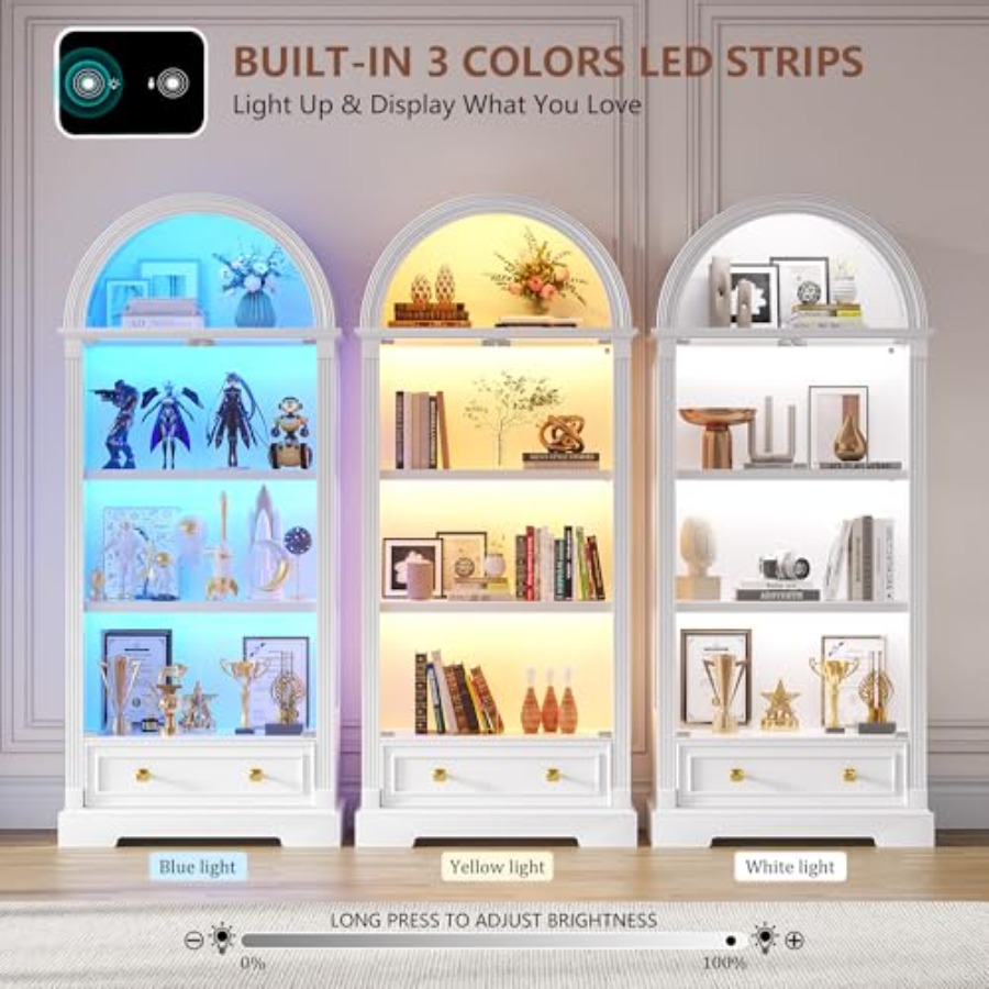 ตู้โชว์ทรงโค้งสำหรับห้องนั่งเล - Lighting บทวิจารณ์และราคา