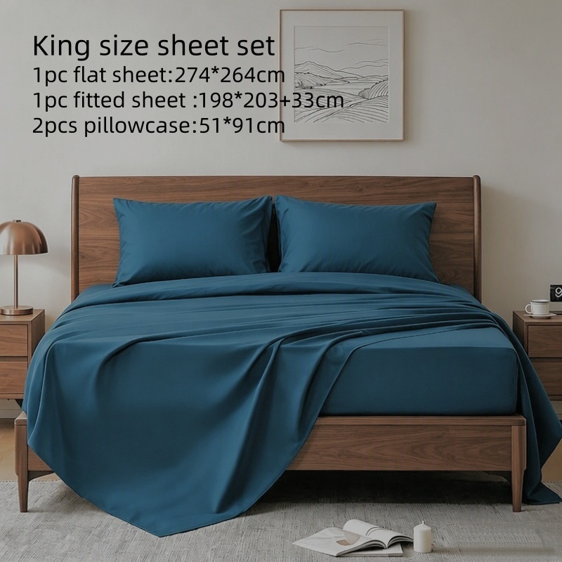 ชุดผ้าปูที่นอนขนาดคิงไซส์ 4 ชิ - Fitted Bed Sheets Deep Pocket บทวิจารณ์และราคา