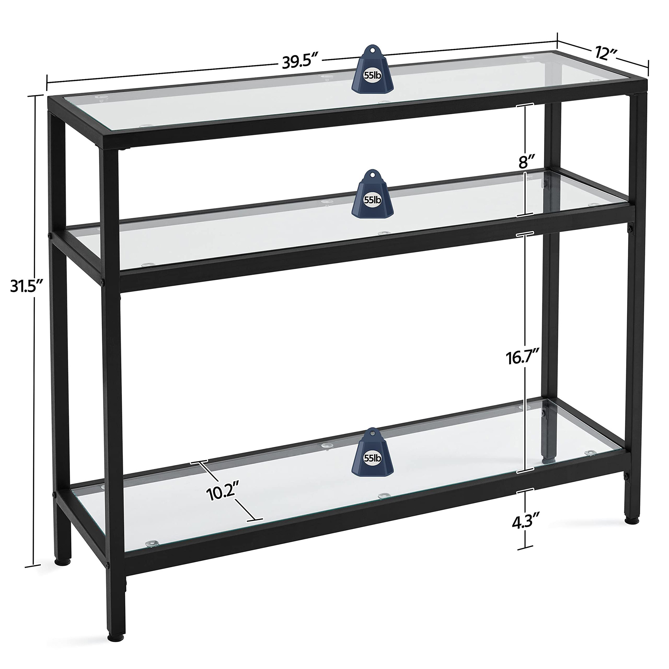 โต๊ะคอนโซล โครงโลหะและกระจกนิร - Storage & Organization บทวิจารณ์และราคา