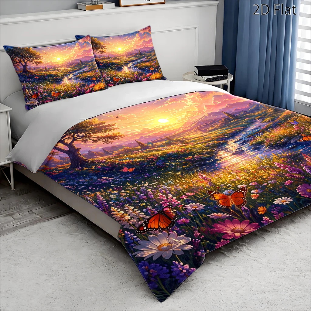 ชุดผ้าคลุมผ้านวมลายทิวทัศน์ธรร - Duvet Cover Sets With Zipper บทวิจารณ์และราคา